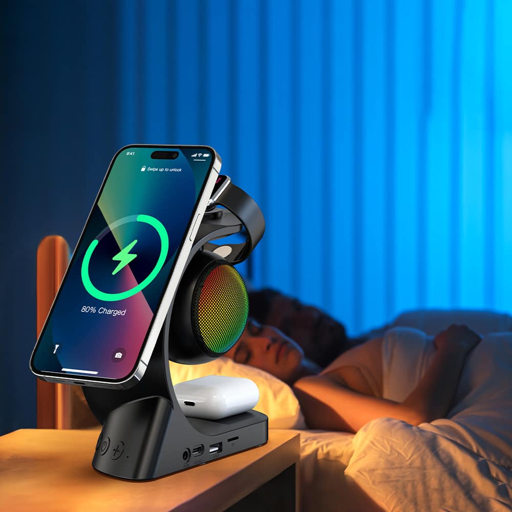 portable bluetooth speaker,wireless charger 3 in 1