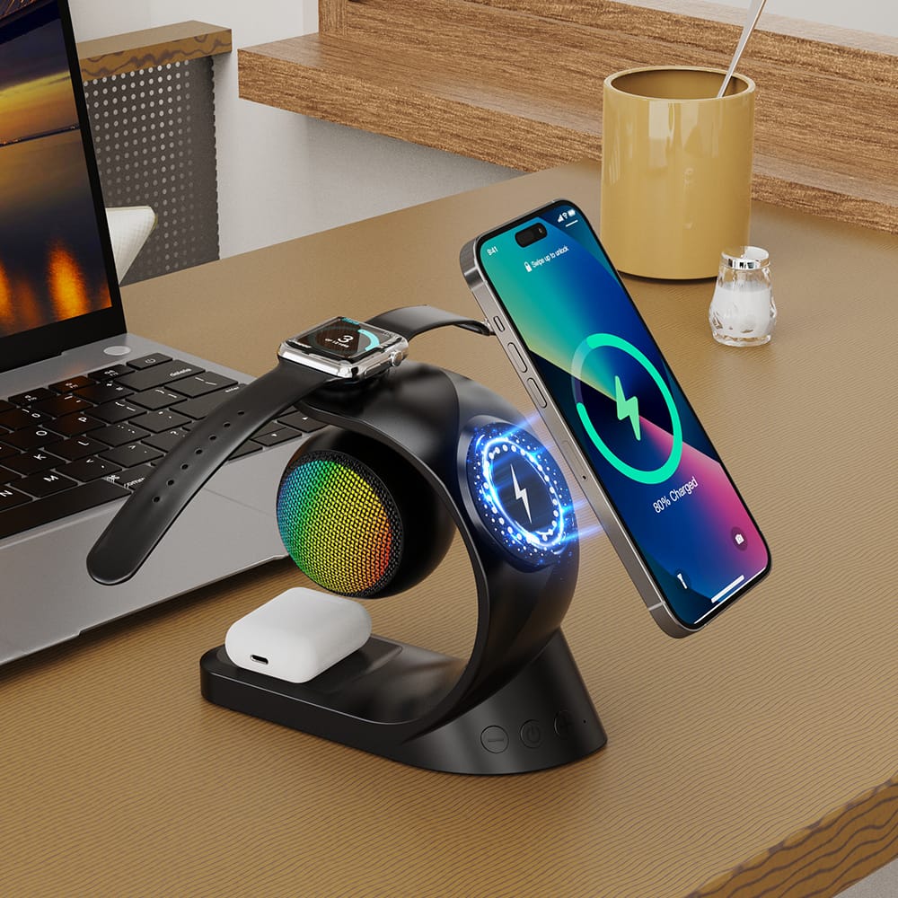 portable bluetooth speaker,wireless charger 3 in 1