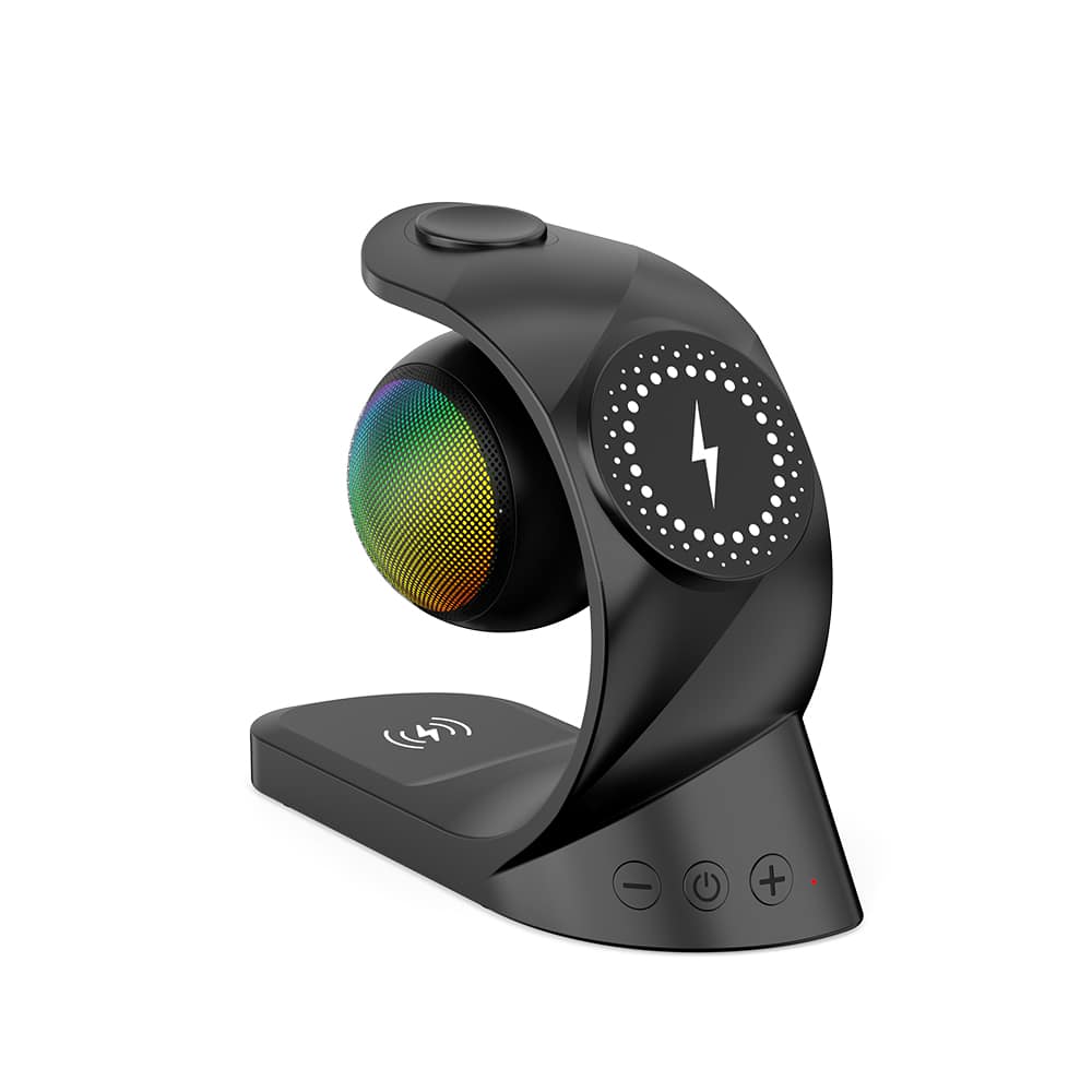 2406 Portable Bluetooth Speaker and Wireless Charger 5-in-1, Charges Mobile Phones, Watches, and AirPods Simultaneously