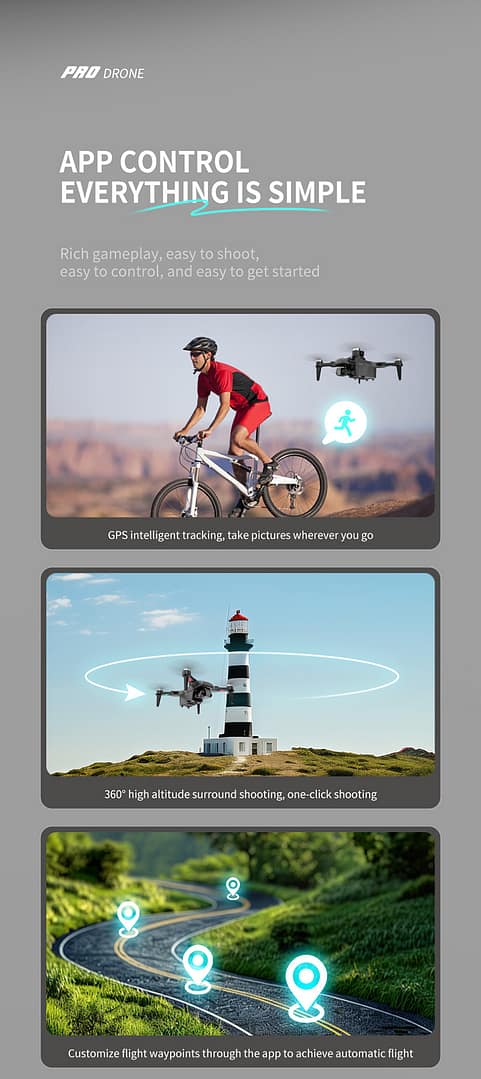 Drone 8K Dual Camera,Intelligent Obstacle Avoidance Drone,GPS Positioning Automatic Return,Quadcopter,Mechanical Gimbal Drone