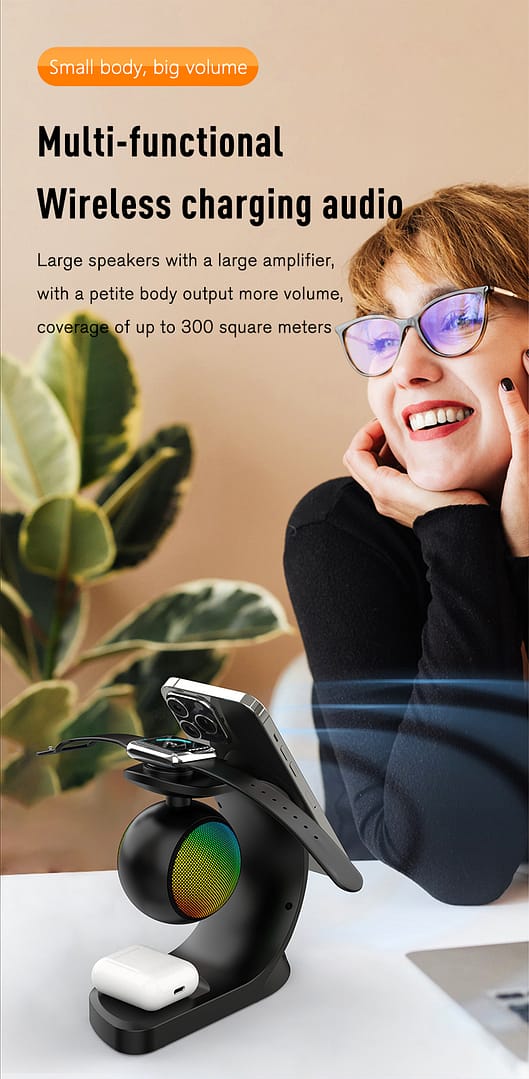 portable bluetooth speaker,wireless charger 5 in 1