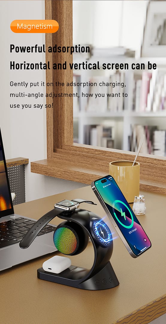 portable bluetooth speaker,wireless charger 5 in 1
