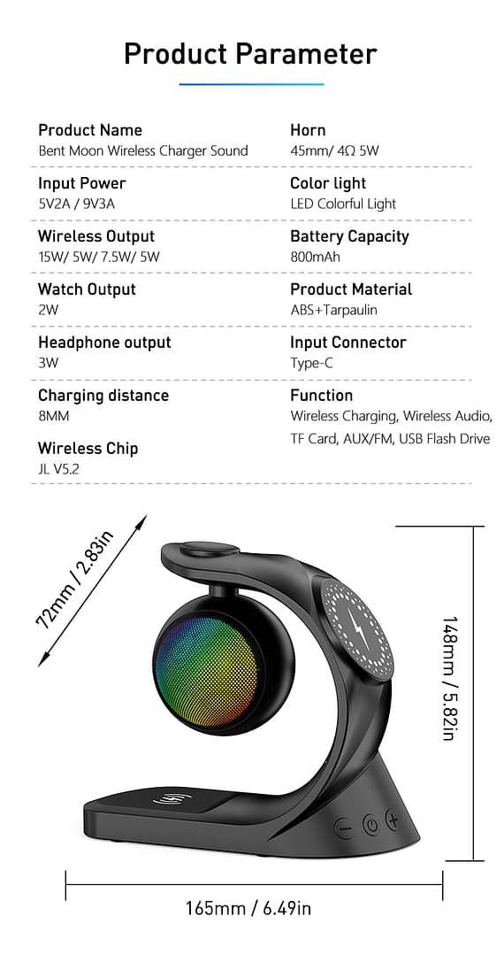 portable bluetooth speaker,wireless charger 5 in 1