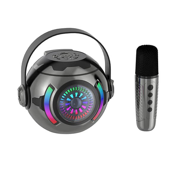 KM-V33 Portable Bluetooth Speaker with Deep Bass, Bluetooth 5.3, Wireless Karaoke, Handheld Mic, and Stereo Pairing for iPhone, Android, Home, Outdoor, Party, and Beach – Perfect Birthday Gift
