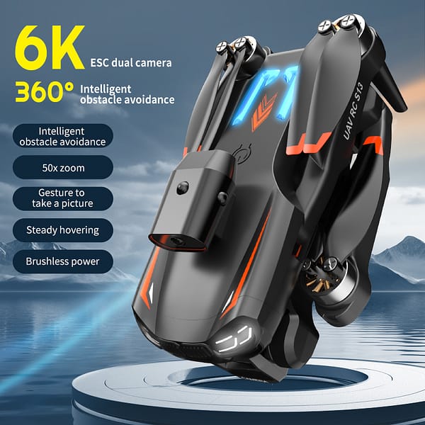 Drone 6K Dual Camera,Intelligent Obstacle Avoidance Drone,Optical Flow Hovering,Auto Return Home Drone