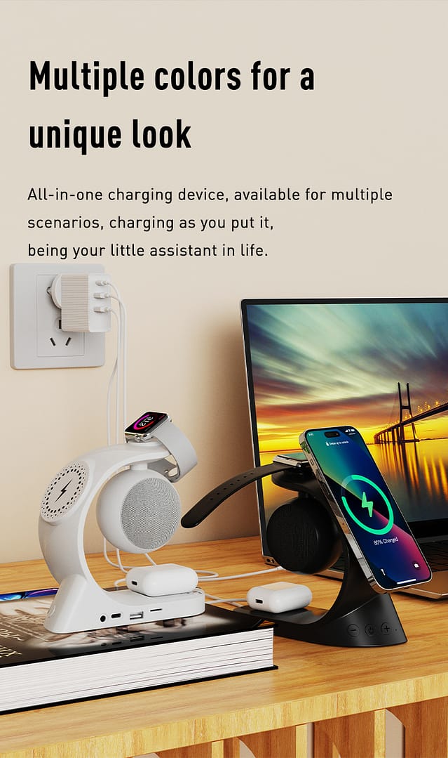 portable bluetooth speaker,wireless charger 5 in 1