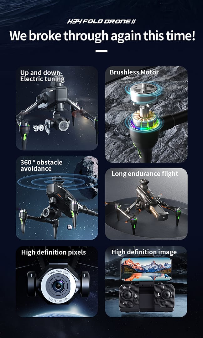 Drone 4K Dual Camera,360° Obstacle Avoidance Drone