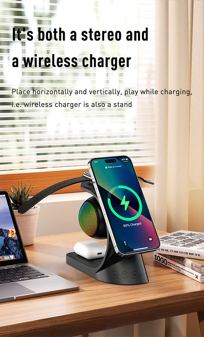 portable bluetooth speaker,wireless charger 5 in 1