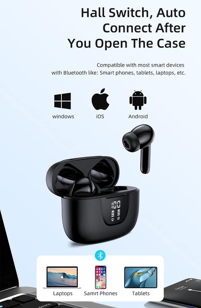 Wireless Earbuds Bluetooth 5.3 Headphone,Bluetooth Earbuds with ANC Noise Cancelling,ENC Noise Cancelling Mic