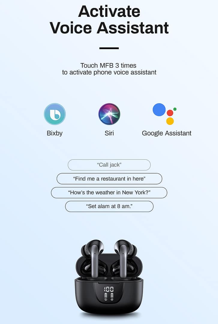 Wireless Earbuds Bluetooth 5.3 Headphone,Bluetooth Earbuds with ANC Noise Cancelling,ENC Noise Cancelling Mic