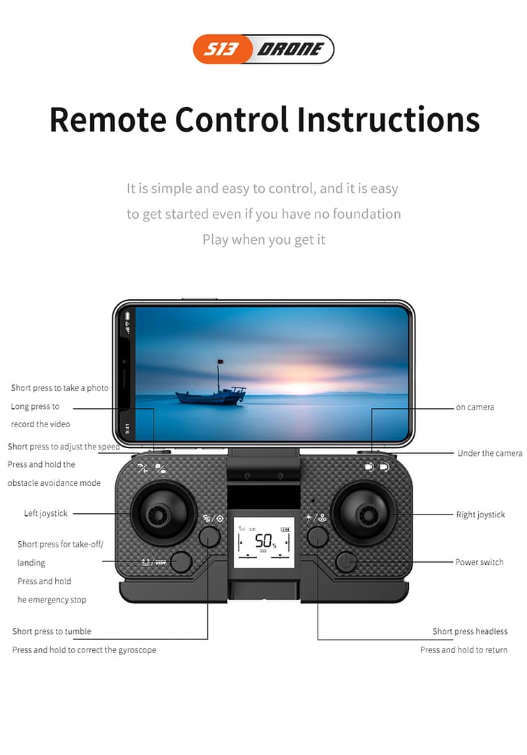 Drone 6K Dual Camera,Intelligent Obstacle Avoidance Drone,Optical Flow Hovering,Auto Return Home Drone