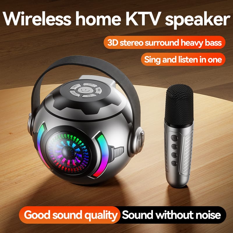 KM-V33 Portable Bluetooth Speaker with Deep Bass, Bluetooth 5.3, Wireless Karaoke, Handheld Mic, and Stereo Pairing for iPhone, Android, Home, Outdoor, Party, and Beach – Perfect Birthday Gift - Image 5