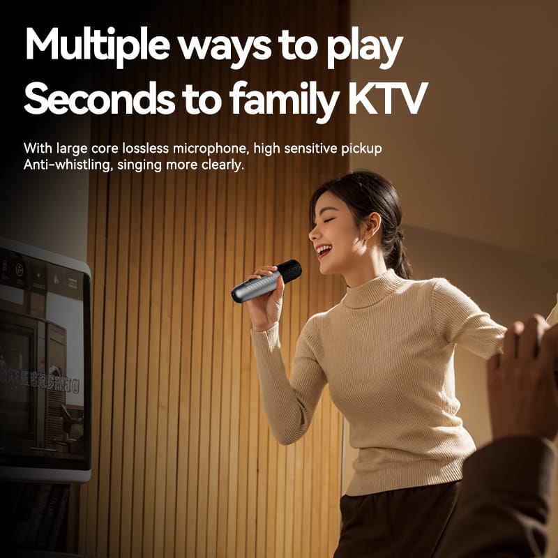 KM-V33 Portable Bluetooth Speaker with Deep Bass, Bluetooth 5.3, Wireless Karaoke, Handheld Mic, and Stereo Pairing for iPhone, Android, Home, Outdoor, Party, and Beach – Perfect Birthday Gift - Image 7