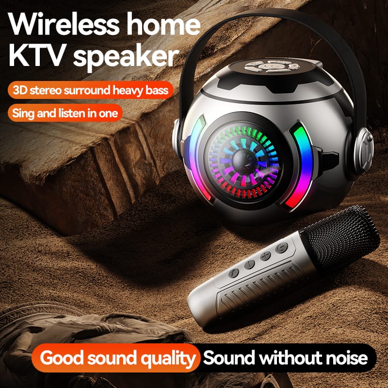 KM-V33 Portable Bluetooth Speaker with Deep Bass, Bluetooth 5.3, Wireless Karaoke, Handheld Mic, and Stereo Pairing for iPhone, Android, Home, Outdoor, Party, and Beach – Perfect Birthday Gift - Image 3