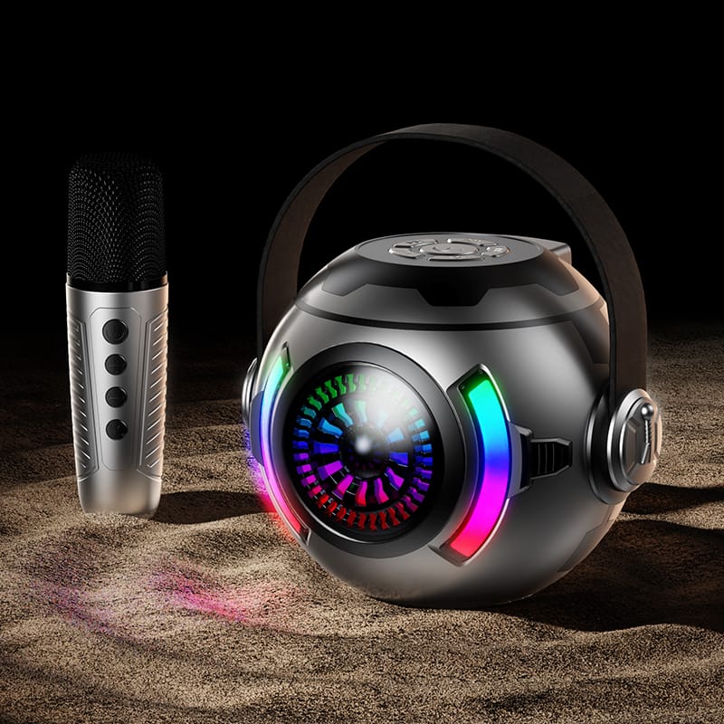 KM-V33 Portable Bluetooth Speaker with Deep Bass, Bluetooth 5.3, Wireless Karaoke, Handheld Mic, and Stereo Pairing for iPhone, Android, Home, Outdoor, Party, and Beach – Perfect Birthday Gift - Image 2