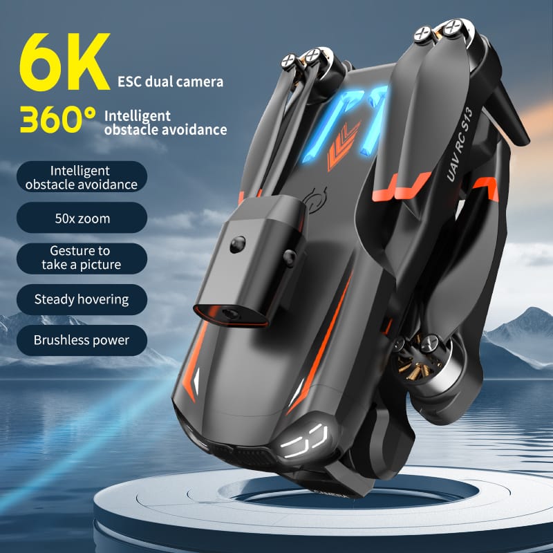 Drone 6K Dual Camera,Intelligent Obstacle Avoidance Drone,Optical Flow Hovering,Auto Return Home Drone