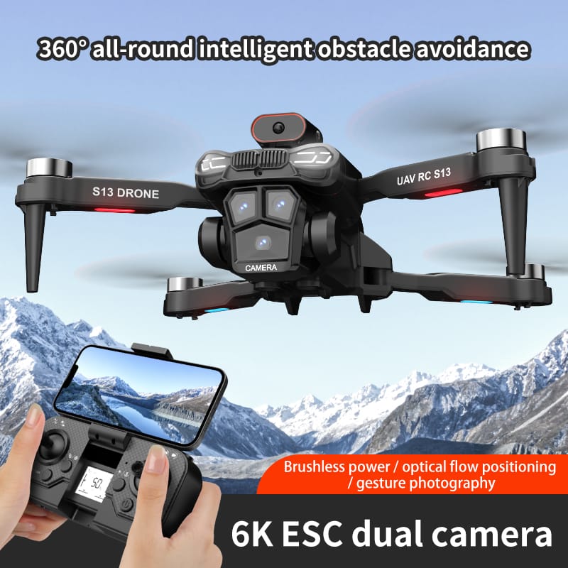 Drone 6K Dual Camera,Intelligent Obstacle Avoidance Drone,Optical Flow Hovering,Auto Return Home Drone